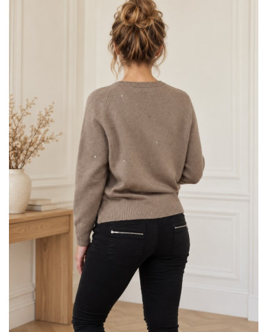 Pull camel taupe & petits brillants