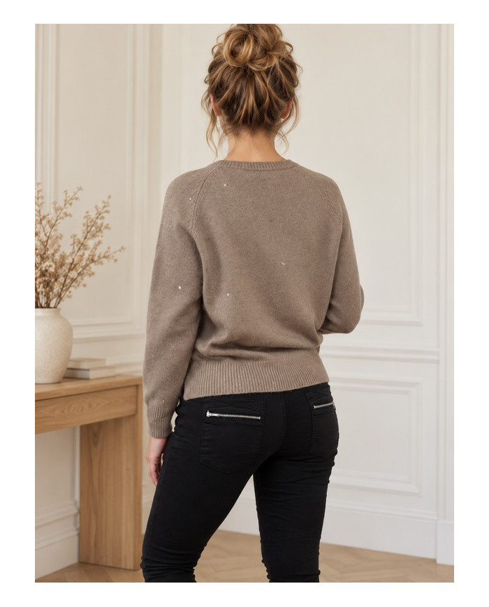 Pull camel taupe & petits brillants