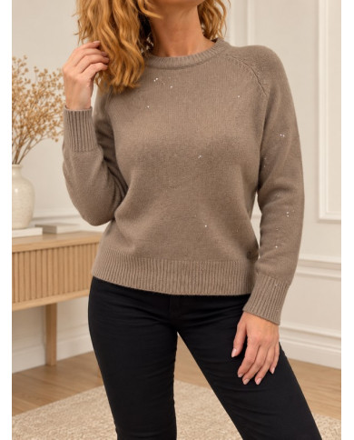 Pull camel taupe & petits brillants