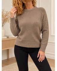 Pull camel taupe & petits brillants