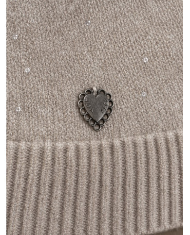 Pull camel taupe & petits brillants