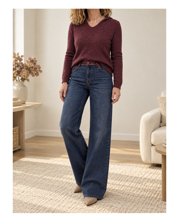 Pull à capuche extra doux prune / bordeaux