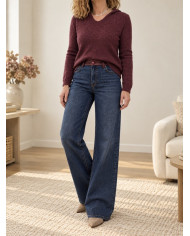 Pull à capuche extra doux prune / bordeaux